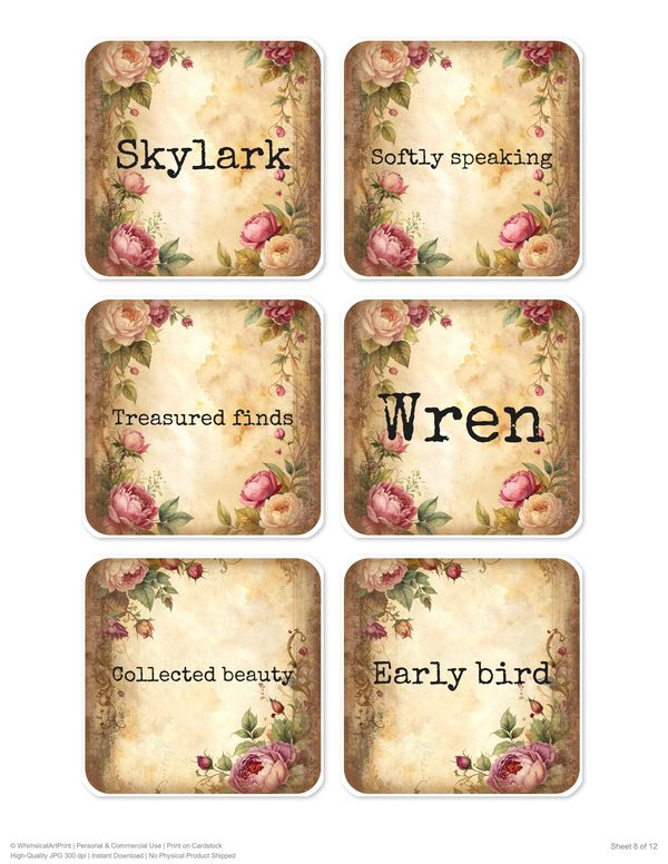 Magpie Collection Kit: 37 Printable Sheets - Vintage Fussy Cut Cards, Tags & Folio - Commercial Use — image 25