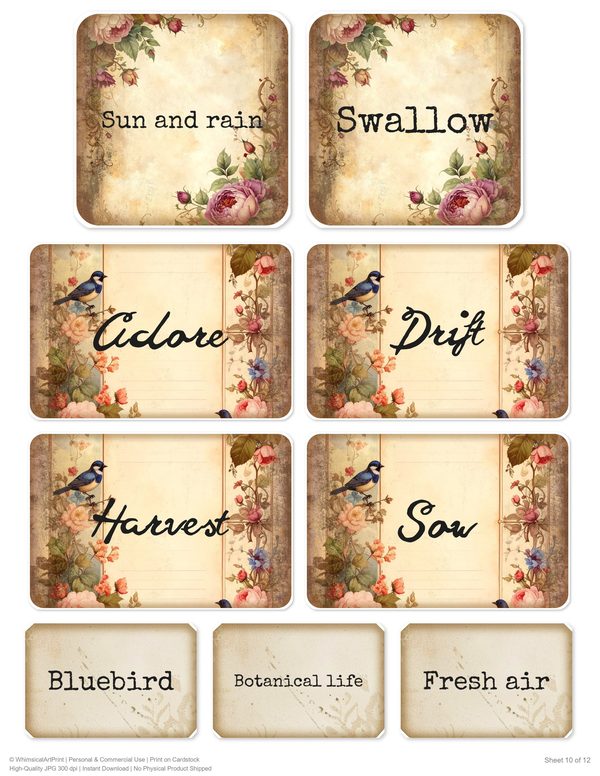 Magpie Collection Kit: 37 Printable Sheets - Vintage Fussy Cut Cards, Tags & Folio - Commercial Use — image 27