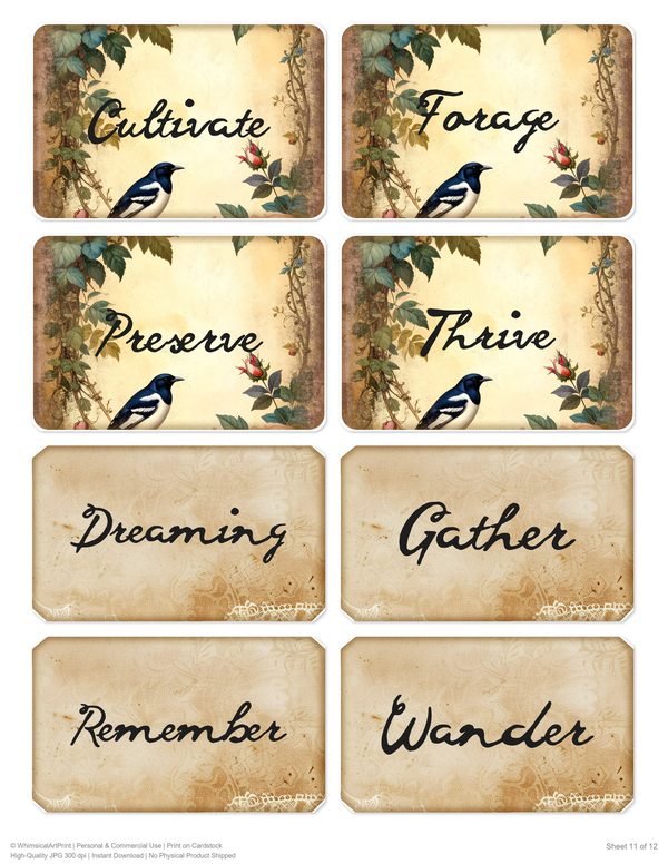 Magpie Collection Kit: 37 Printable Sheets - Vintage Fussy Cut Cards, Tags & Folio - Commercial Use — image 28
