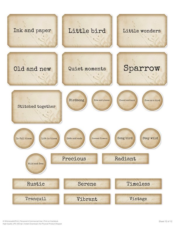Magpie Collection Kit: 37 Printable Sheets - Vintage Fussy Cut Cards, Tags & Folio - Commercial Use — image 29