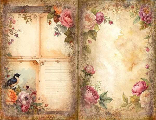Magpie Bird Collection Journal Spreads: 30 Printable Open Book Pages - Watercolor Digital Paper — image 4