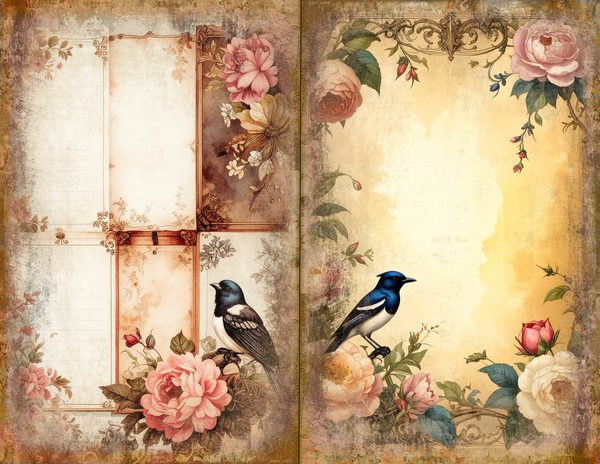Magpie Bird Collection Journal Spreads: 30 Printable Open Book Pages - Watercolor Digital Paper — image 12