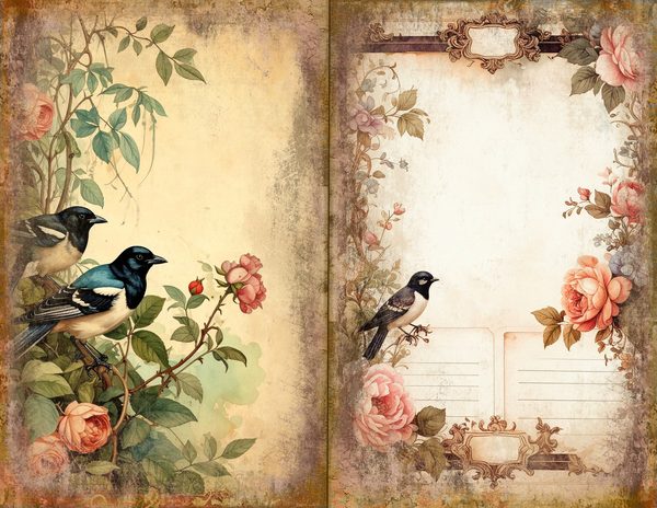 Magpie Bird Collection Journal Spreads: 30 Printable Open Book Pages - Watercolor Digital Paper — image 15