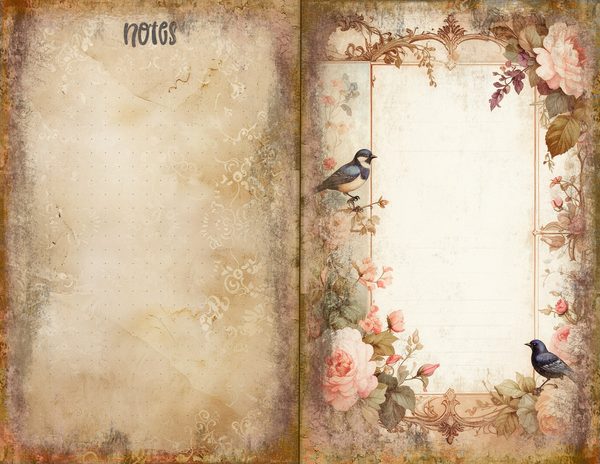 Magpie Bird Collection Journal Spreads: 30 Printable Open Book Pages - Watercolor Digital Paper — image 24