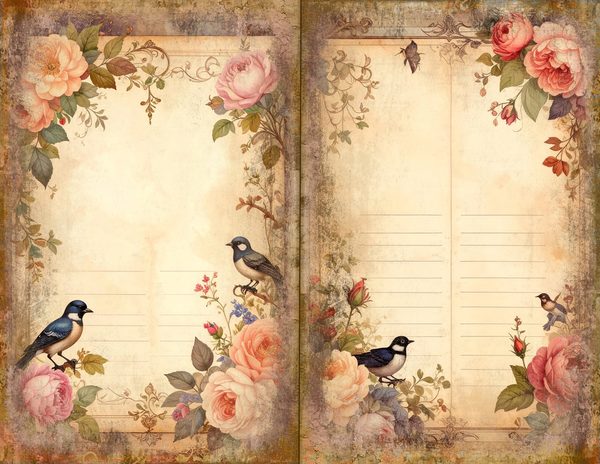 Magpie Bird Collection Journal Spreads: 30 Printable Open Book Pages - Watercolor Digital Paper — image 28