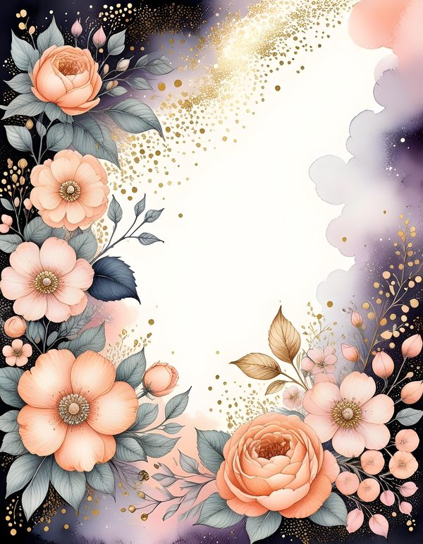 Soft Peach Borders Digital Paper: 13 Printable Pages - Watercolor Scrapbook Paper - Commercial Use — image 1