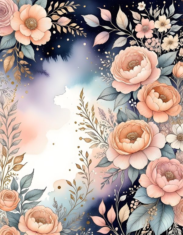 Soft Peach Borders Digital Paper: 13 Printable Pages - Watercolor Scrapbook Paper - Commercial Use — image 3