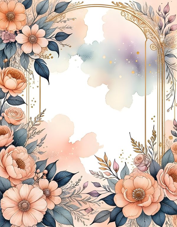 Soft Peach Borders Digital Paper: 13 Printable Pages - Watercolor Scrapbook Paper - Commercial Use — image 4