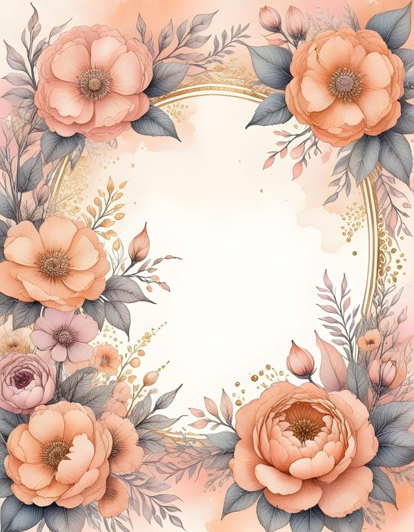 Soft Peach Borders Digital Paper: 13 Printable Pages - Watercolor Scrapbook Paper - Commercial Use — image 6