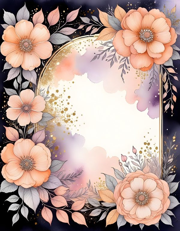 Soft Peach Borders Digital Paper: 13 Printable Pages - Watercolor Scrapbook Paper - Commercial Use — image 8