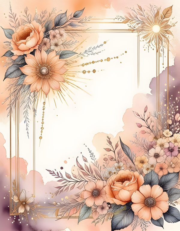 Soft Peach Borders Digital Paper: 13 Printable Pages - Watercolor Scrapbook Paper - Commercial Use — image 9