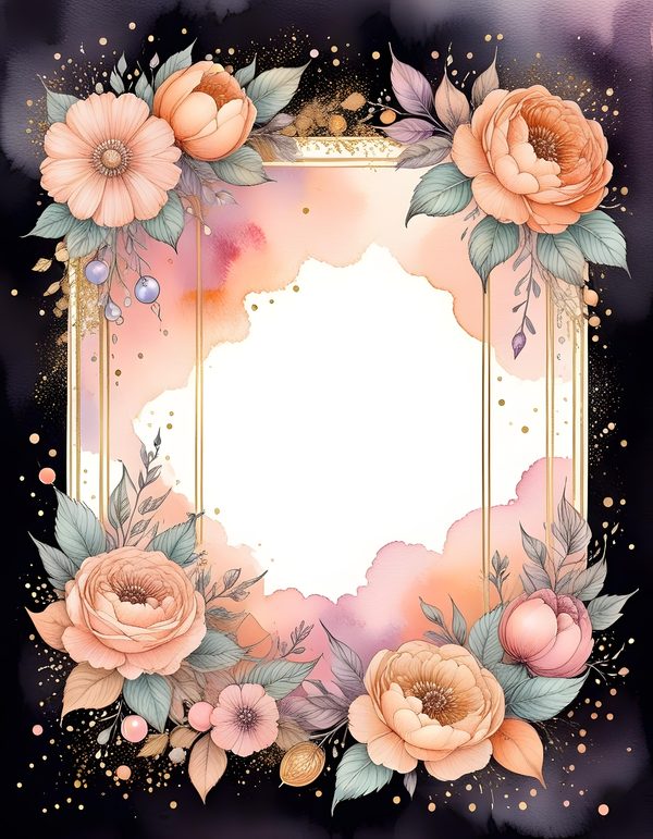 Soft Peach Borders Digital Paper: 13 Printable Pages - Watercolor Scrapbook Paper - Commercial Use — image 10