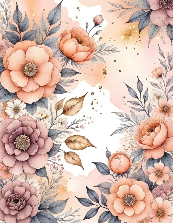 Soft Peach Borders Digital Paper: 13 Printable Pages - Watercolor Scrapbook Paper - Commercial Use — image 11