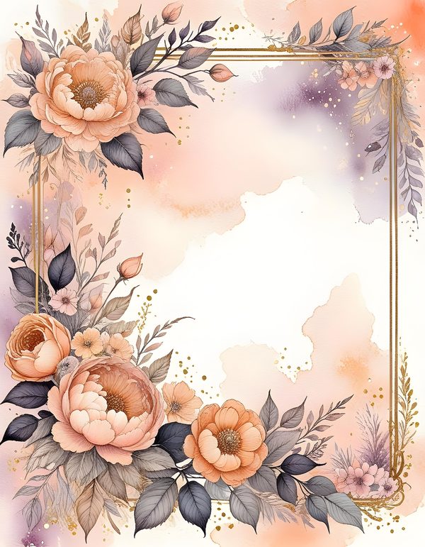 Soft Peach Borders Digital Paper: 13 Printable Pages - Watercolor Scrapbook Paper - Commercial Use — image 12