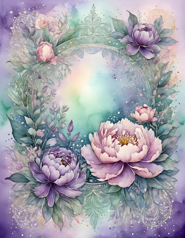 Peony Smoky Lilac Digital Paper: 16 Printable Pages - Watercolor Scrapbook Paper - Commercial Use — image 3