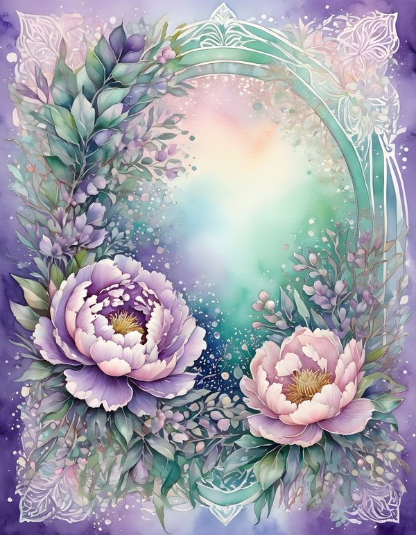 Peony Smoky Lilac Digital Paper: 16 Printable Pages - Watercolor Scrapbook Paper - Commercial Use — image 4