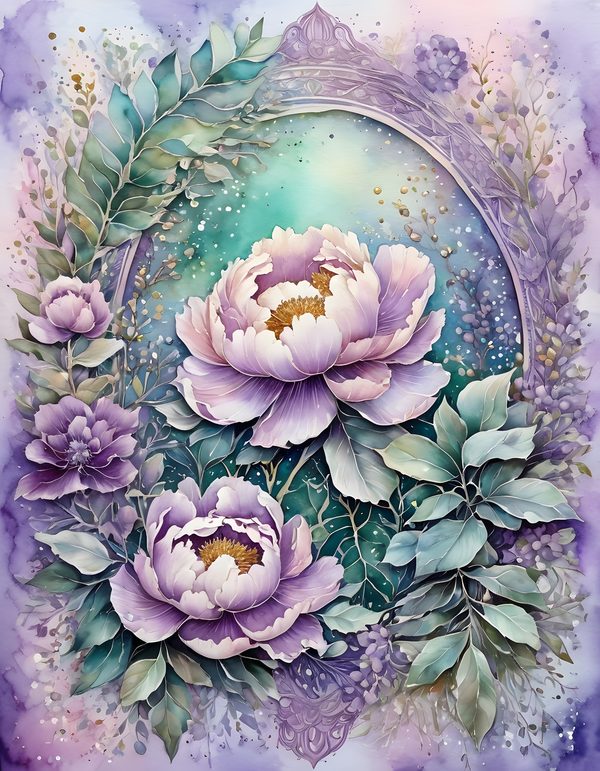 Peony Smoky Lilac Digital Paper: 16 Printable Pages - Watercolor Scrapbook Paper - Commercial Use — image 8