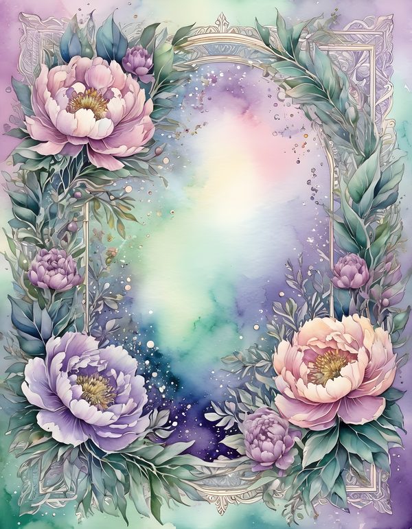 Peony Smoky Lilac Digital Paper: 16 Printable Pages - Watercolor Scrapbook Paper - Commercial Use — image 10