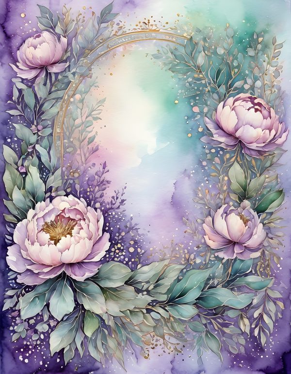 Peony Smoky Lilac Digital Paper: 16 Printable Pages - Watercolor Scrapbook Paper - Commercial Use — image 14