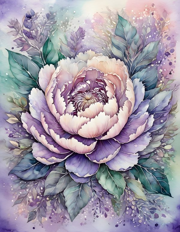 Peony Smoky Lilac Digital Paper: 16 Printable Pages - Watercolor Scrapbook Paper - Commercial Use — image 16
