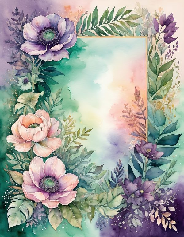 Purple Anemone Digital Paper: 14 Printable Pages - Watercolor Scrapbook Paper - Commercial Use — image 3
