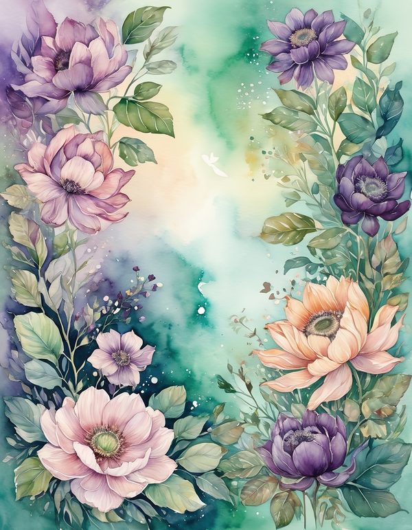 Purple Anemone Digital Paper: 14 Printable Pages - Watercolor Scrapbook Paper - Commercial Use — image 5