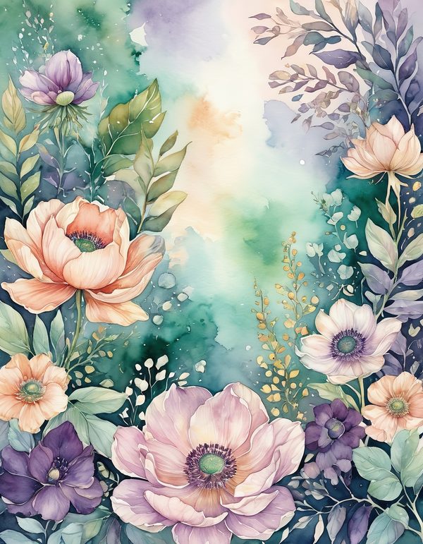Purple Anemone Digital Paper: 14 Printable Pages - Watercolor Scrapbook Paper - Commercial Use — image 6