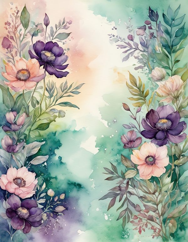 Purple Anemone Digital Paper: 14 Printable Pages - Watercolor Scrapbook Paper - Commercial Use — image 11