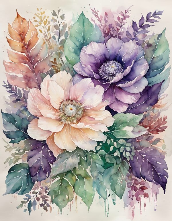 Purple Anemone Digital Paper: 14 Printable Pages - Watercolor Scrapbook Paper - Commercial Use — image 13