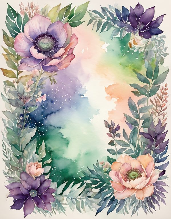 Purple Anemone Digital Paper: 14 Printable Pages - Watercolor Scrapbook Paper - Commercial Use — image 14