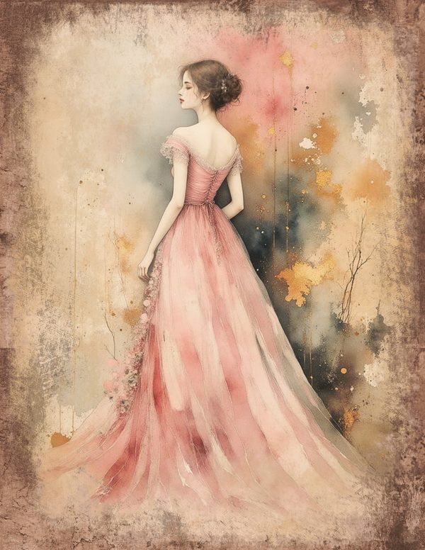 Victorian Ladies Junk Journal Pages: 50 Watercolor Digital Paper - Scrapbook Printables - Commercial Use — image 1