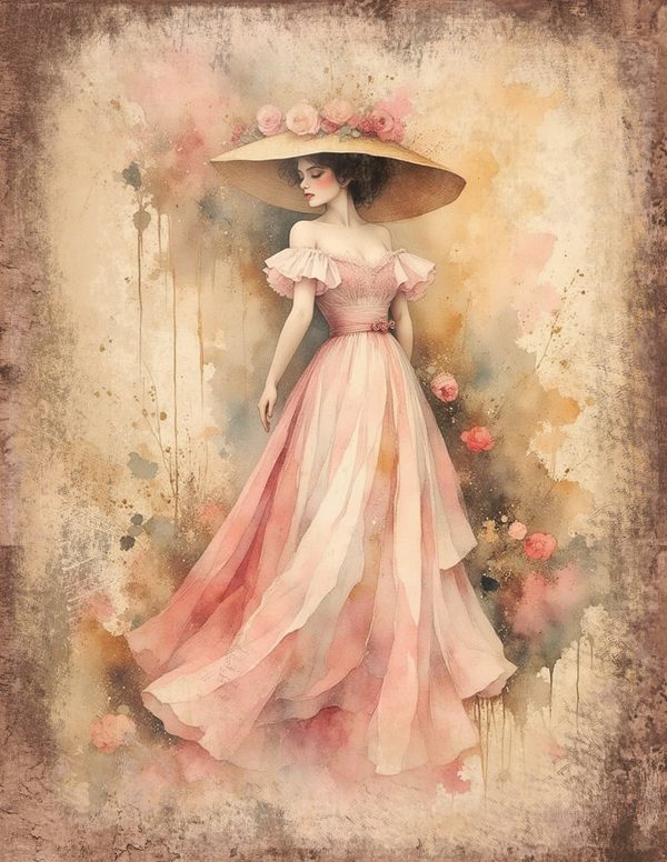 Victorian Ladies Junk Journal Pages: 50 Watercolor Digital Paper - Scrapbook Printables - Commercial Use — image 16