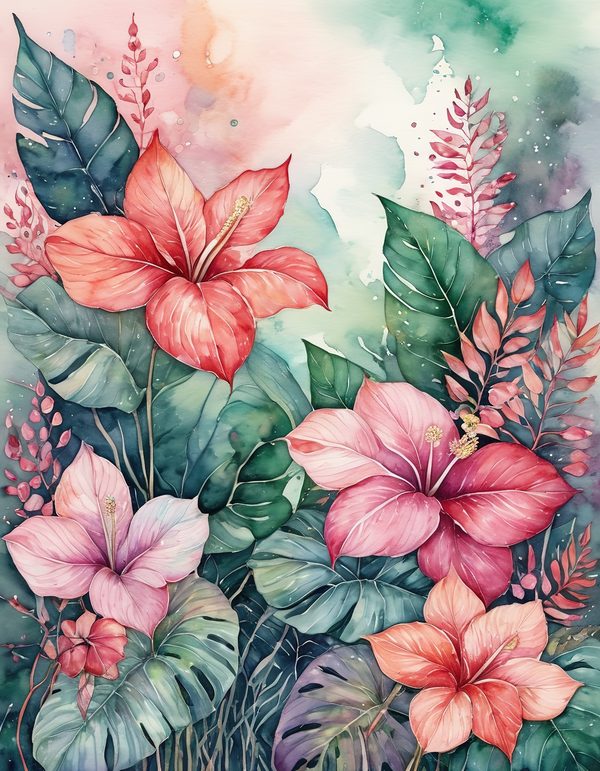 Anthurium Red Pink Digital Paper: 14 Printable Pages - Watercolor Scrapbook Paper - Commercial Use — image 2