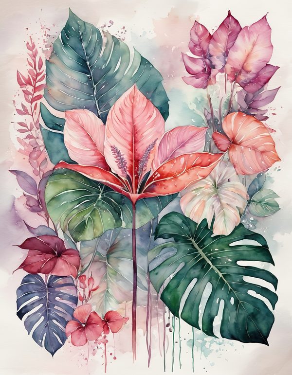 Anthurium Red Pink Digital Paper: 14 Printable Pages - Watercolor Scrapbook Paper - Commercial Use — image 4