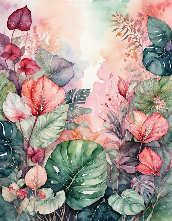 Anthurium Red Pink Digital Paper: 14 Printable Pages - Watercolor Scrapbook Paper - Commercial Use — image 5