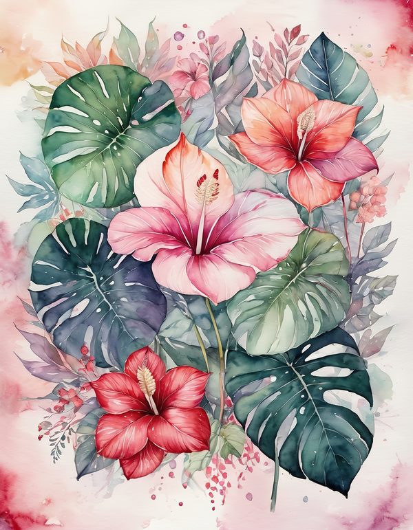 Anthurium Red Pink Digital Paper: 14 Printable Pages - Watercolor Scrapbook Paper - Commercial Use — image 9