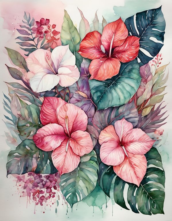 Anthurium Red Pink Digital Paper: 14 Printable Pages - Watercolor Scrapbook Paper - Commercial Use — image 10