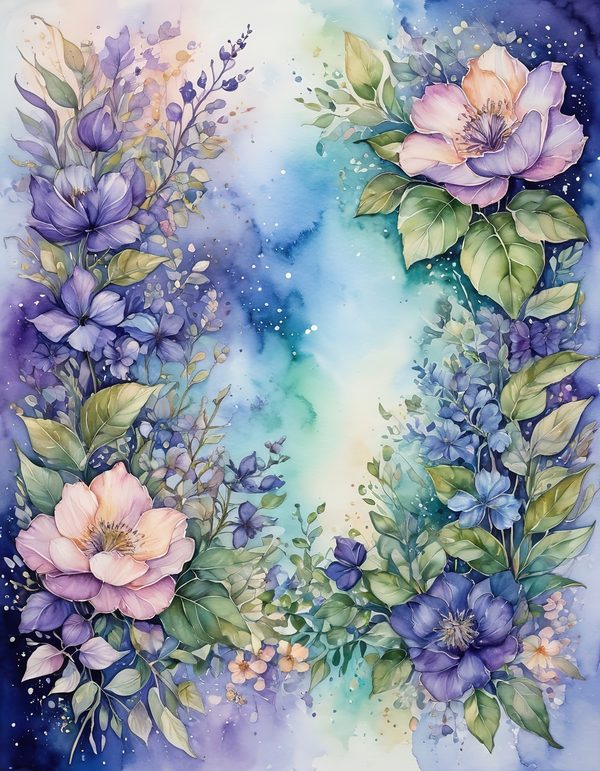 Bluebell Bluebell Purple Digital Paper: 12 Printable Pages - Watercolor Scrapbook Paper - Commercial Use — image 1