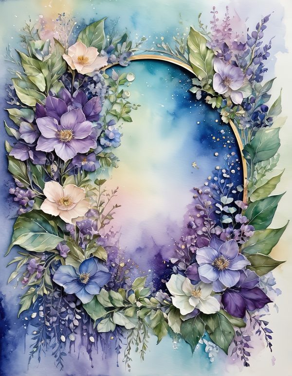 Bluebell Bluebell Purple Digital Paper: 12 Printable Pages - Watercolor Scrapbook Paper - Commercial Use — image 2