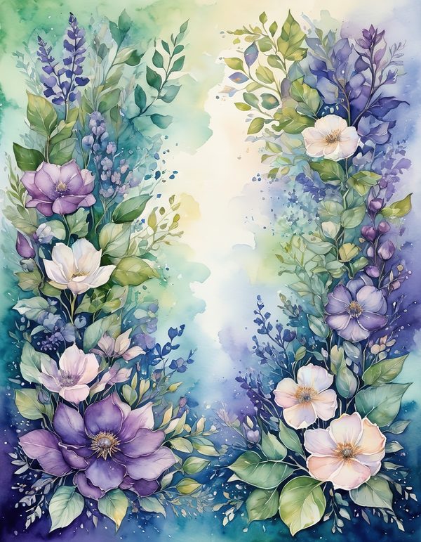 Bluebell Bluebell Purple Digital Paper: 12 Printable Pages - Watercolor Scrapbook Paper - Commercial Use — image 5