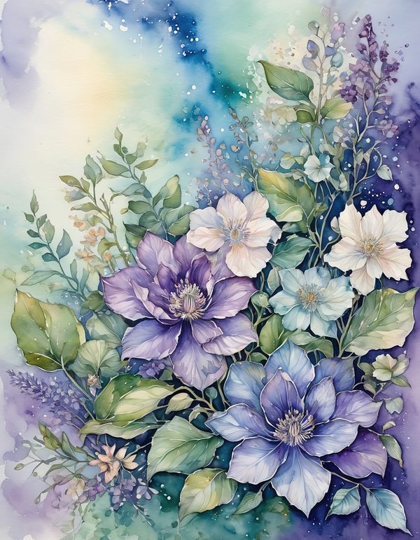 Bluebell Bluebell Purple Digital Paper: 12 Printable Pages - Watercolor Scrapbook Paper - Commercial Use — image 7