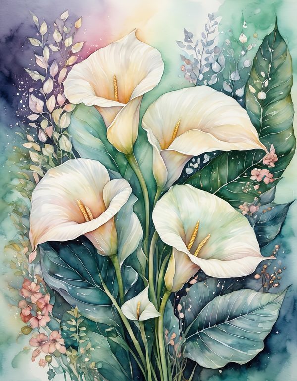Calla Lily Ivory Digital Paper: 14 Printable Pages - Watercolor Scrapbook Paper - Commercial Use — image 3