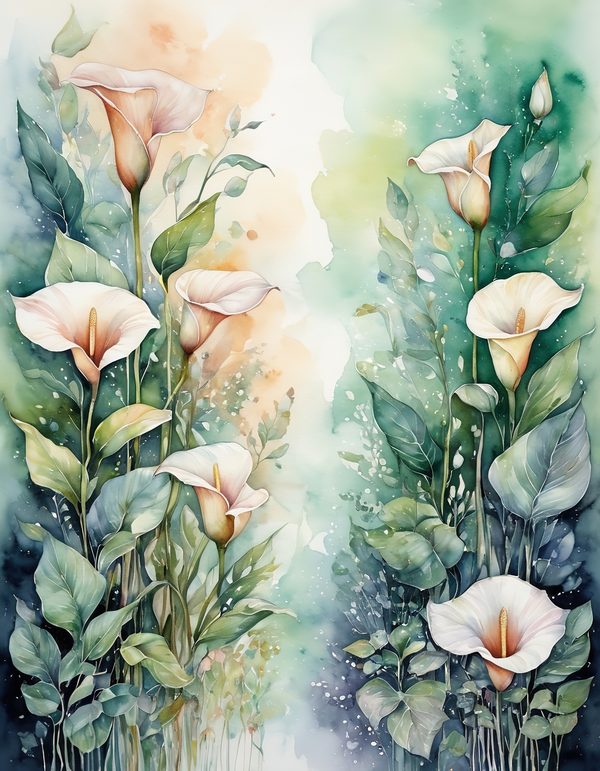 Calla Lily Ivory Digital Paper: 14 Printable Pages - Watercolor Scrapbook Paper - Commercial Use — image 5