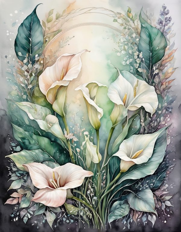 Calla Lily Ivory Digital Paper: 14 Printable Pages - Watercolor Scrapbook Paper - Commercial Use — image 6