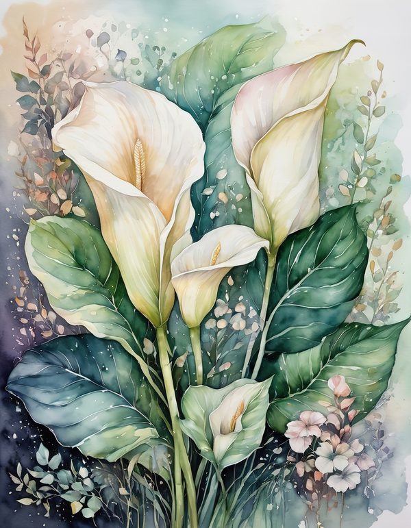Calla Lily Ivory Digital Paper: 14 Printable Pages - Watercolor Scrapbook Paper - Commercial Use — image 7