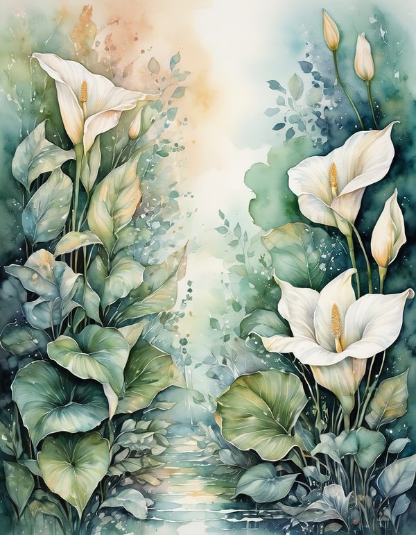Calla Lily Ivory Digital Paper: 14 Printable Pages - Watercolor Scrapbook Paper - Commercial Use — image 8