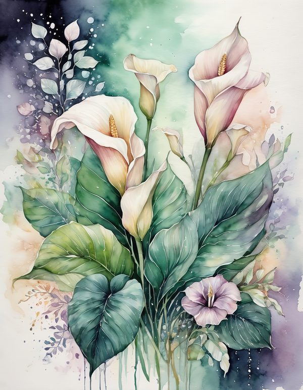 Calla Lily Ivory Digital Paper: 14 Printable Pages - Watercolor Scrapbook Paper - Commercial Use — image 9