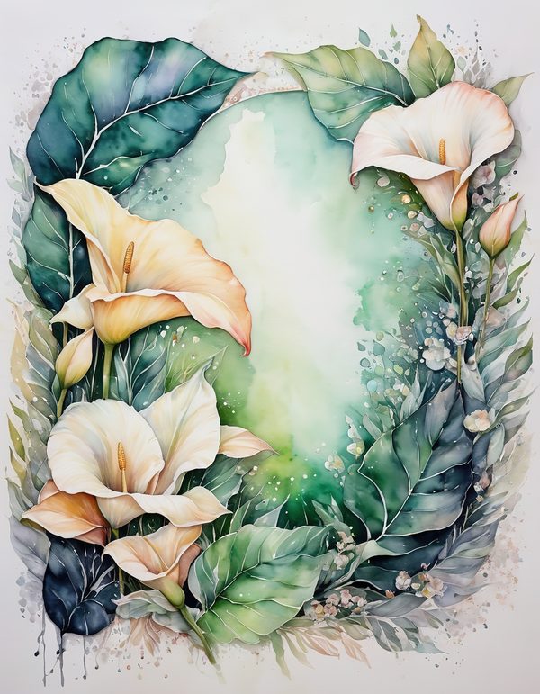 Calla Lily Ivory Digital Paper: 14 Printable Pages - Watercolor Scrapbook Paper - Commercial Use — image 10
