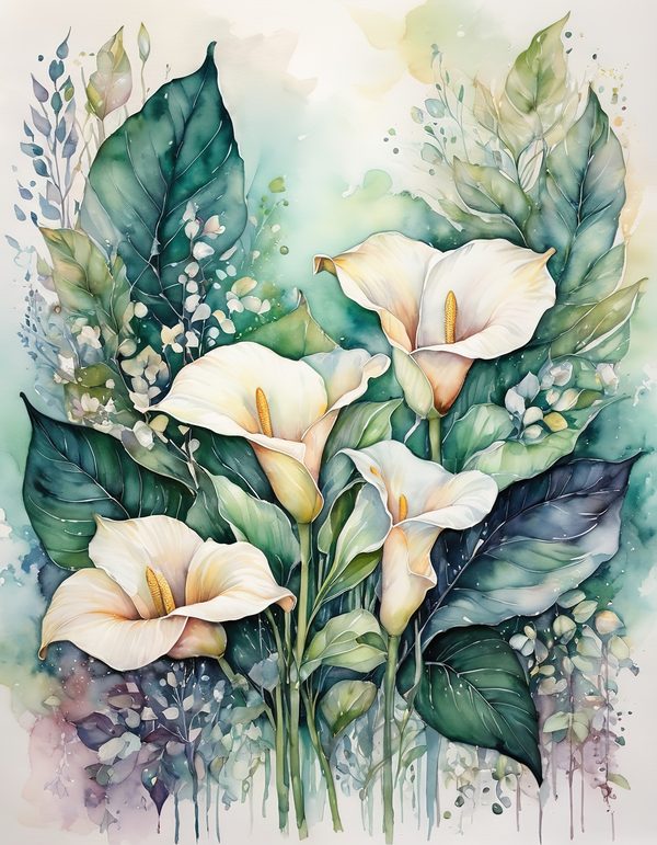 Calla Lily Ivory Digital Paper: 14 Printable Pages - Watercolor Scrapbook Paper - Commercial Use — image 11