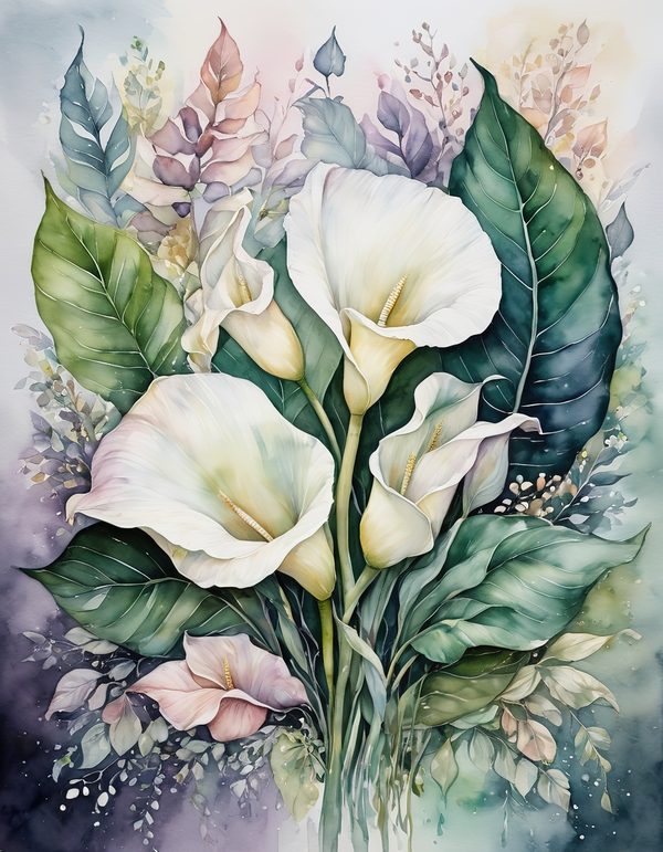 Calla Lily Ivory Digital Paper: 14 Printable Pages - Watercolor Scrapbook Paper - Commercial Use — image 12